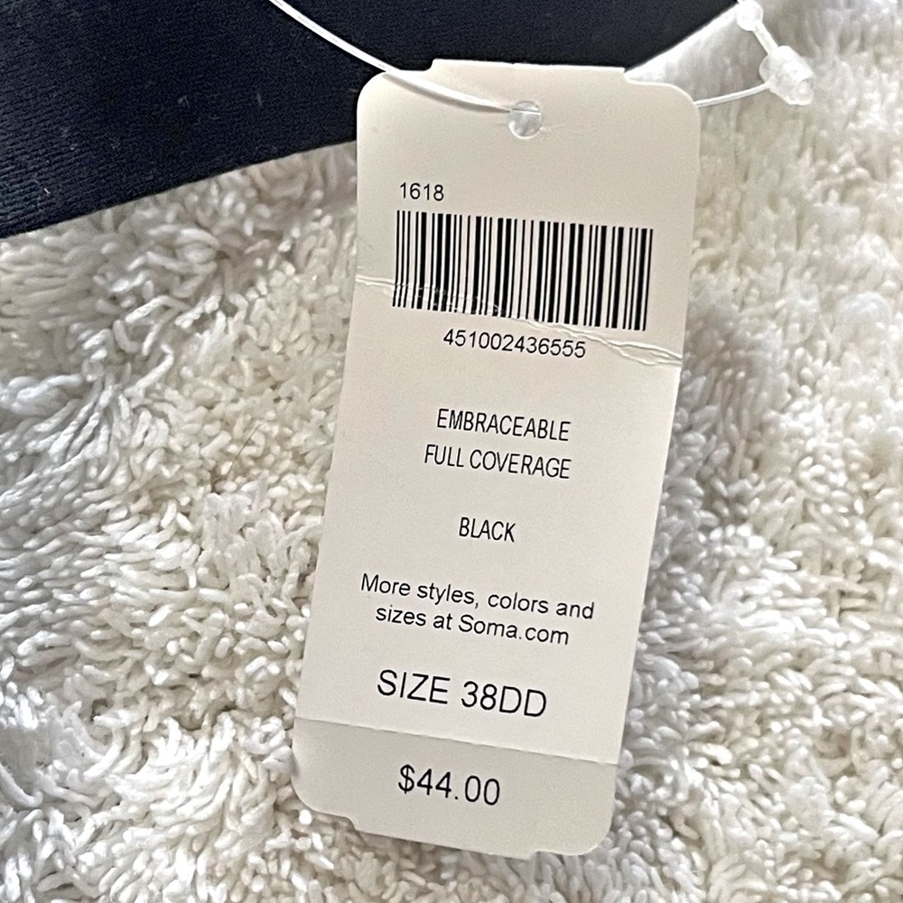 Soma Embraceable Full Coverage Bra Black Size 38DD New with Tags - Picture 6 of 7